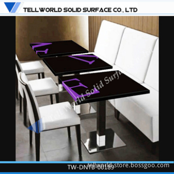 Coffee Table Marble Top/Corian Restaurant Table/Black Fast Food Table Chair